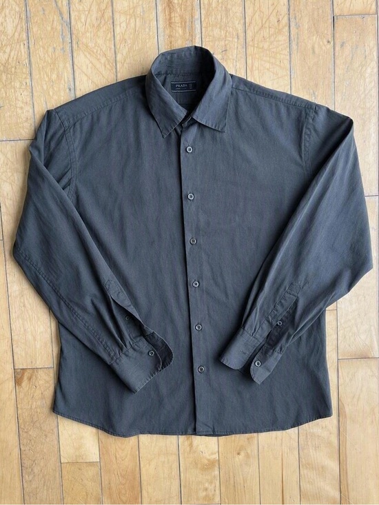Prada Other - Prada Gray/Dark Olive Luxury Button-Up Dress Shirt Made in Italy Size 38/15